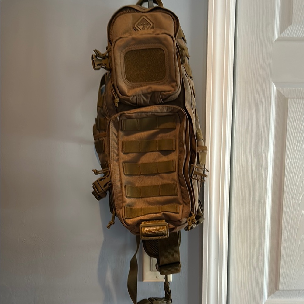 Brown Tactical Backpack with MOLLE System and Modular Design